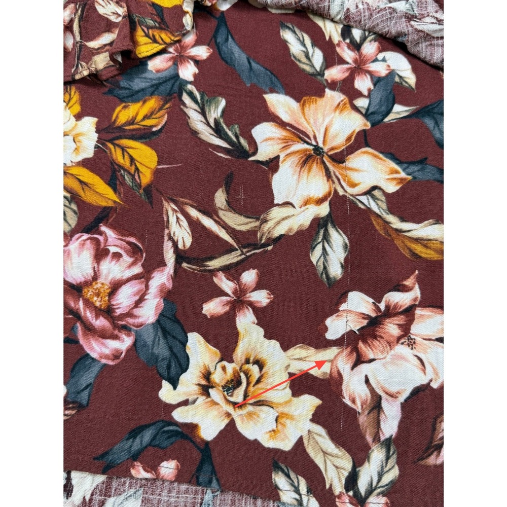 Torrid‎ Floral Babydoll Cami Women L/12 Burgundy Wine Peplum Sleeveless Top - Picture 3 of 8